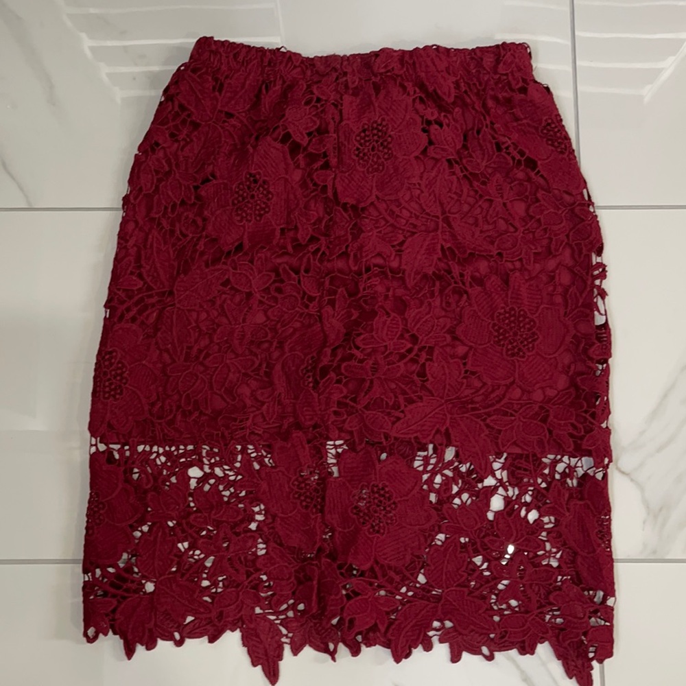 Burgundy lace skirt